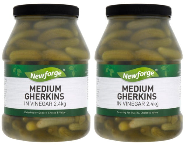 2 x Newforge Medium Gherkins In Vinegar 2.4Kg