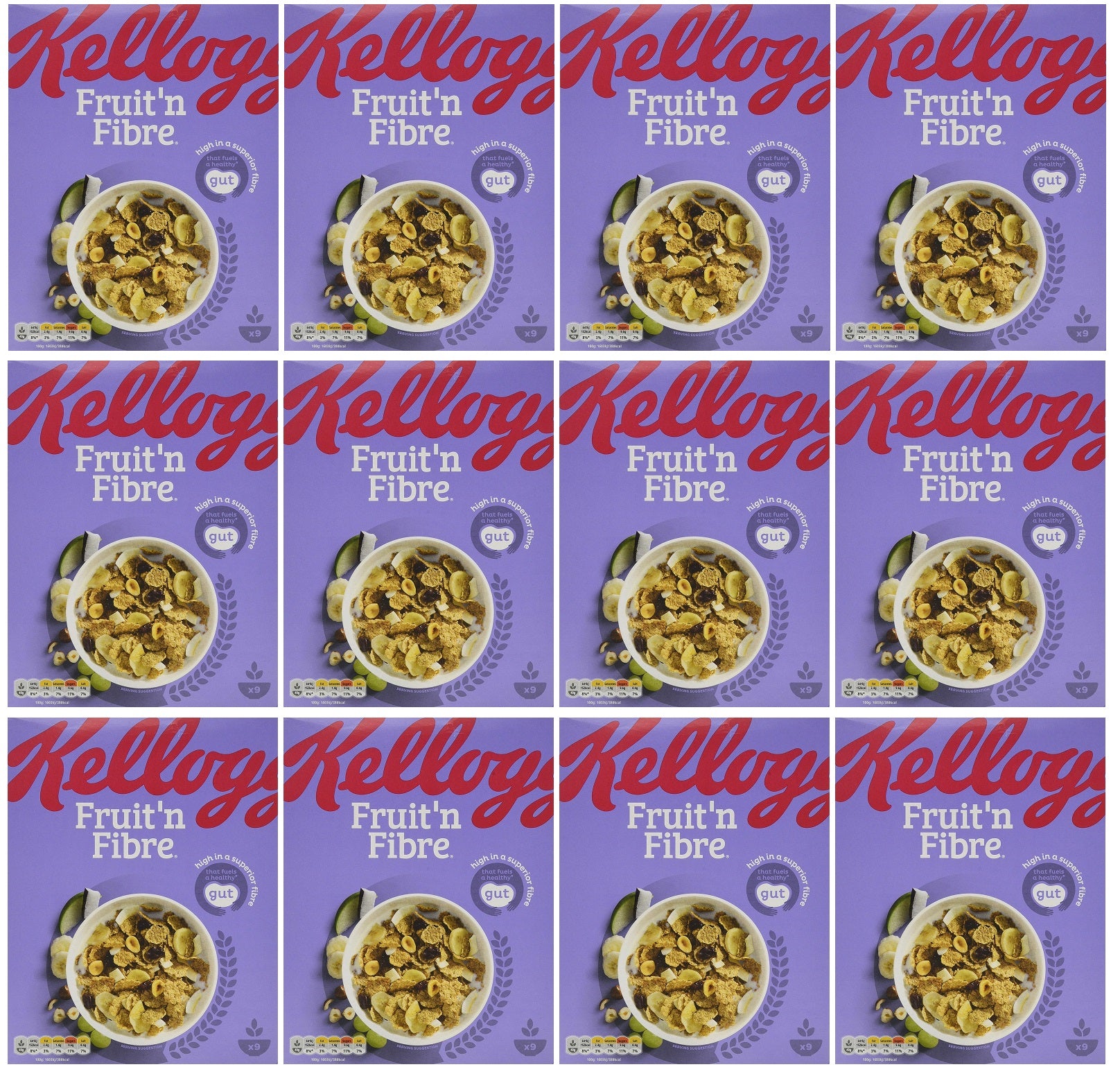 12 x Kellogg's Fruit  N Fibre 375G