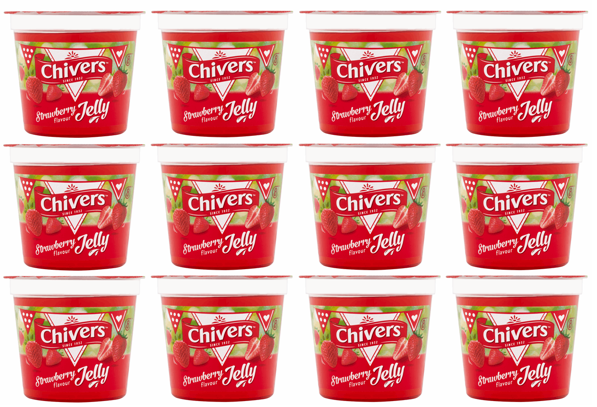 12 x Chivers Strawberry Flavour Jelly 125G