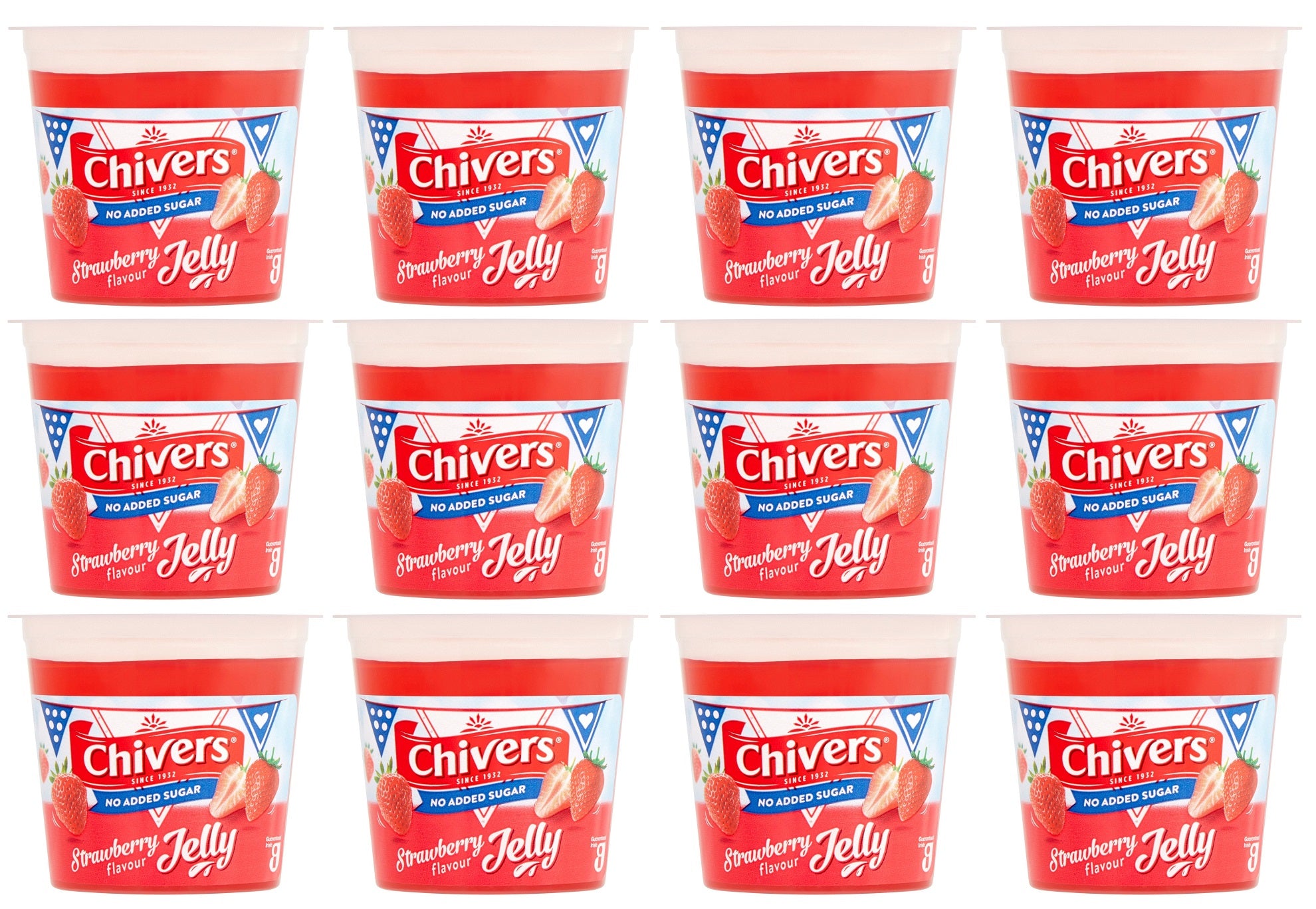 12 x Chivers No Added Sugar Strawberry Flavour Jelly 115G