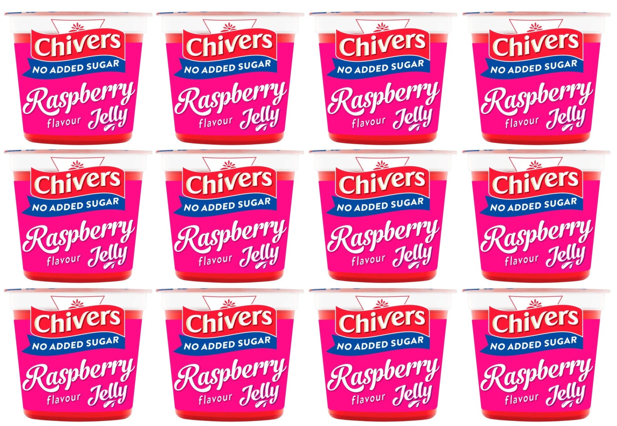 12 x Chivers No Added Sugar Raspberry Flavour Jelly 115G