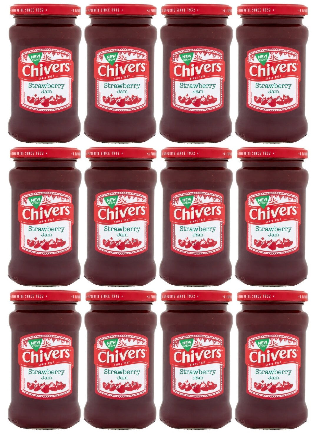Chivers Jelly Raspberry 12 x Chivers Strawberry Jam 370G
