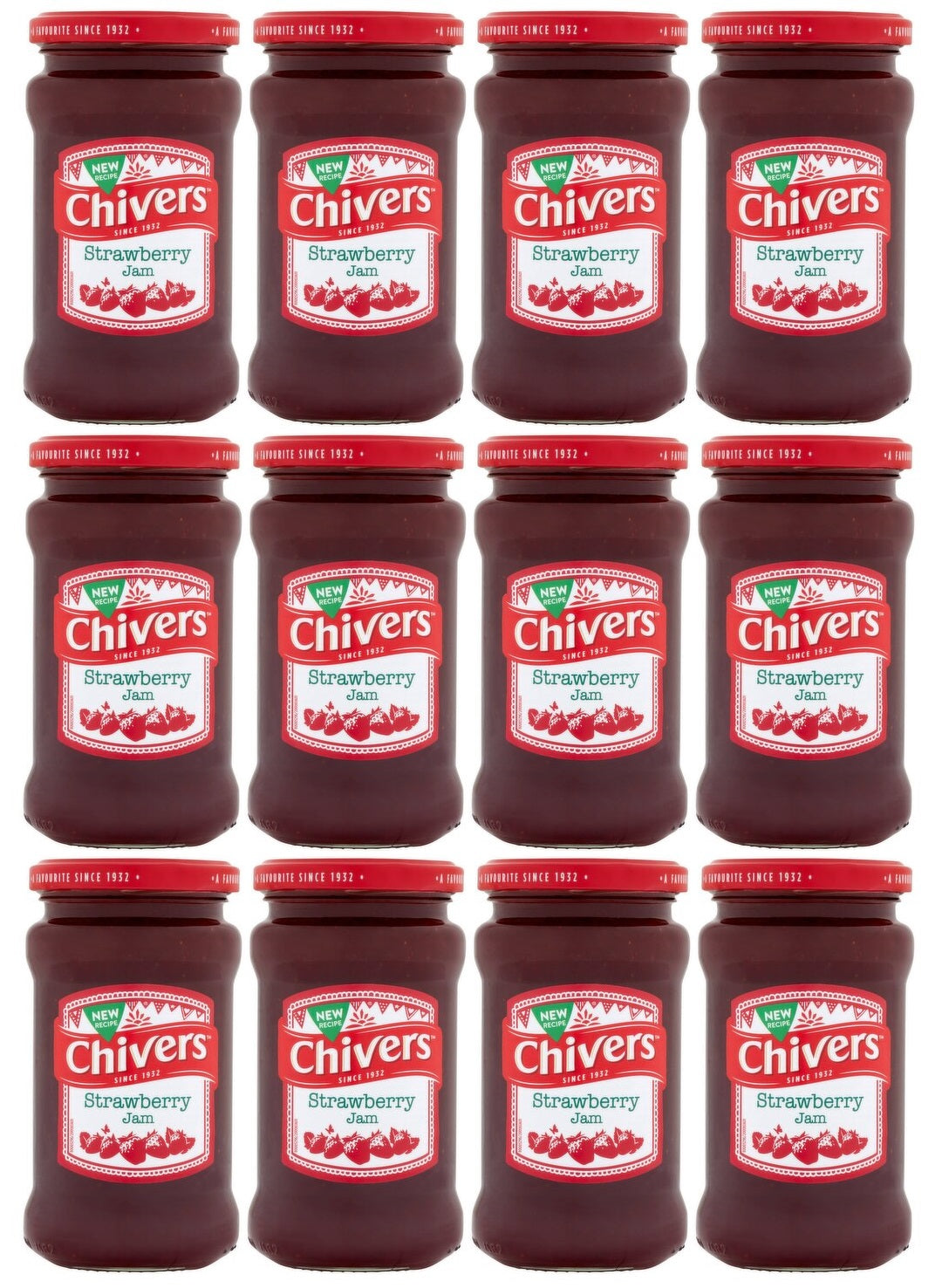 12 x Chivers Strawberry Jam 370G