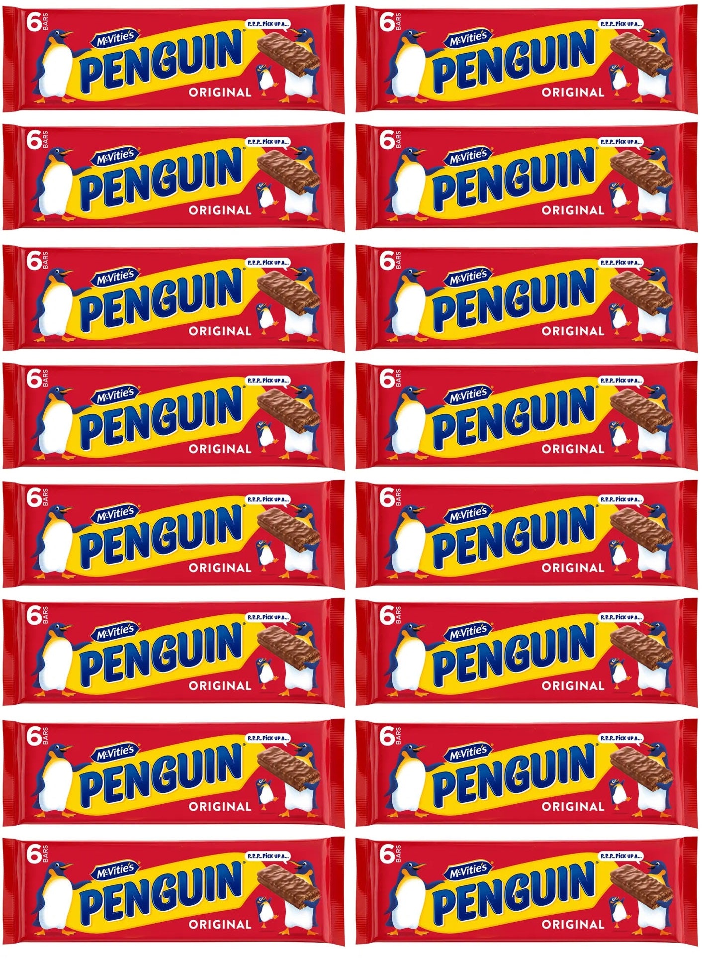 16 x Mcvitie's Penguin Milk Chocolate Biscuit Bars 6 Pack (147.6G)