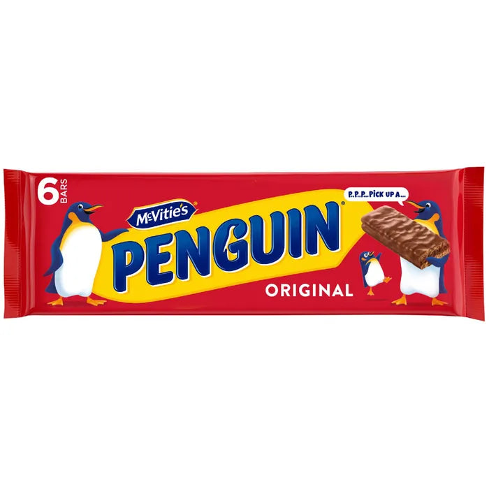 16 x Mcvitie's Penguin Milk Chocolate Biscuit Bars 6 Pack (147.6G)