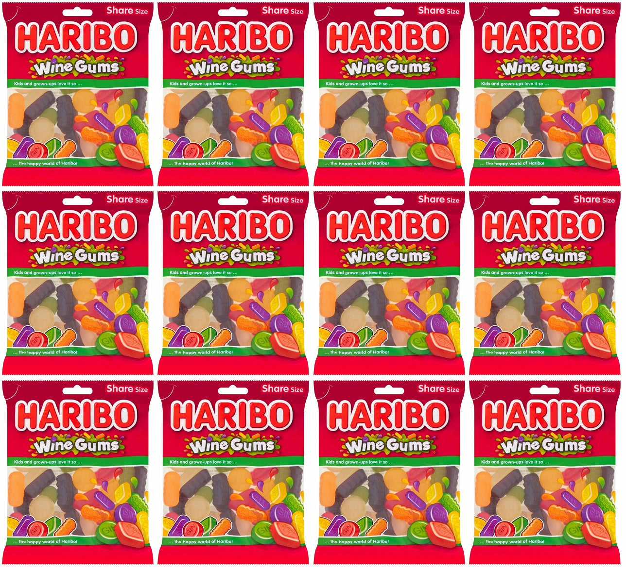 12 x Haribo Wine Gums Bag 160G