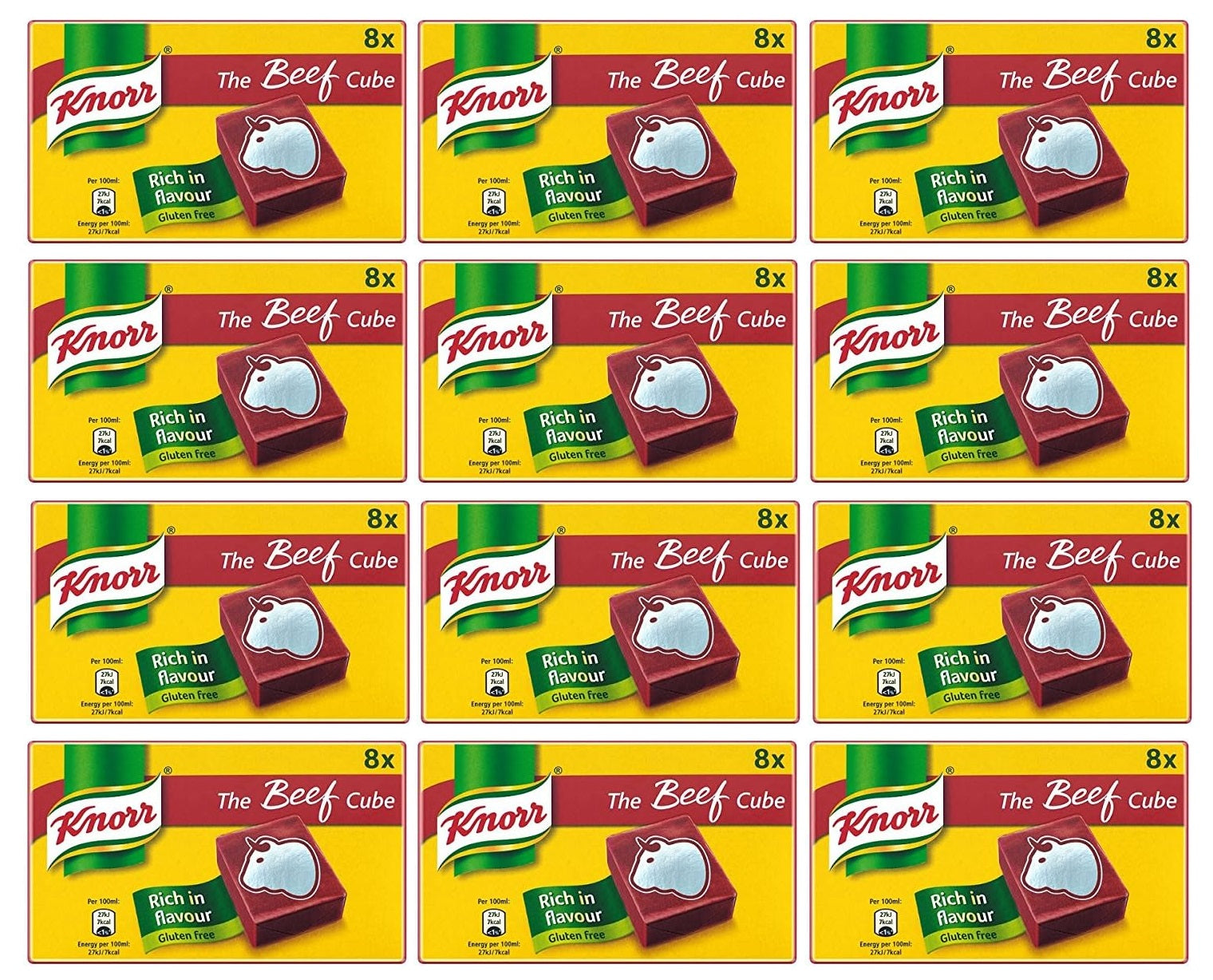 12 x Knorr  Stock Cubes Beef 8X 10 G