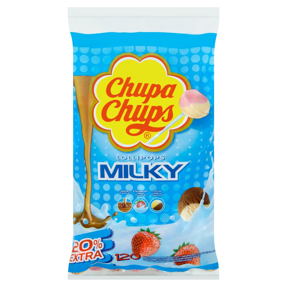 24 x Chupa Chups 16 Assorted Milky Flavour Lollipops 192G