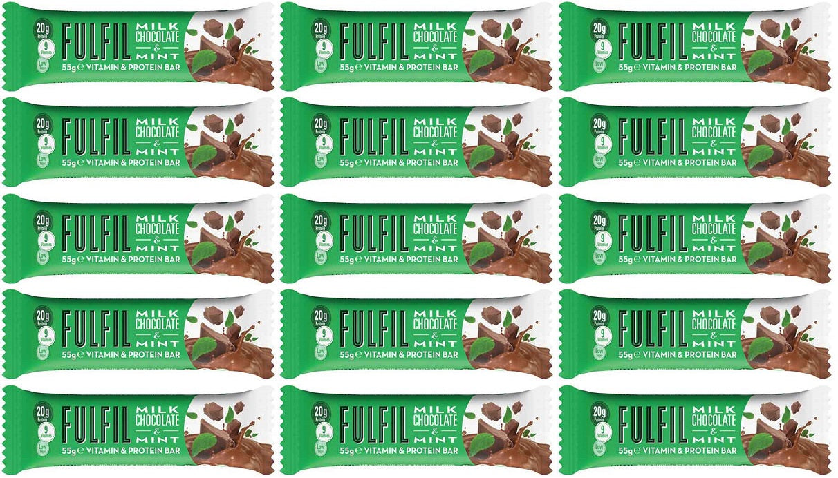 15 x Fulfil Milk Chocolate & Mint Flavour Vitamin & Protein Bar 55G