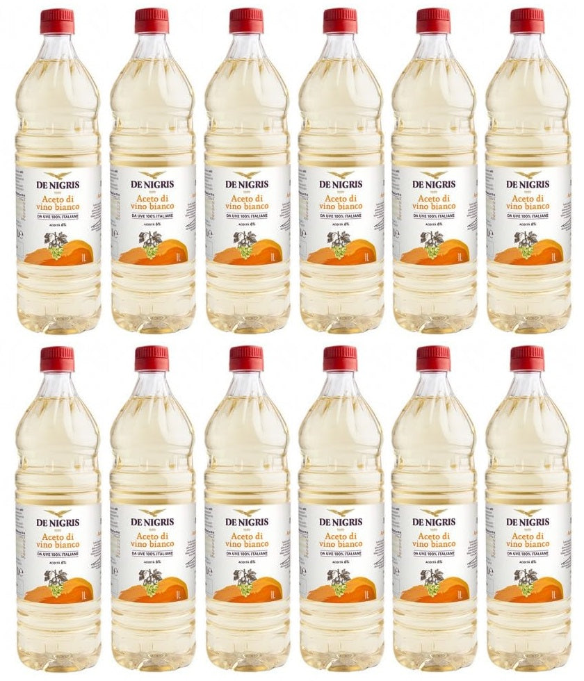 12 x De Nigris White Wine Vinegar 1L