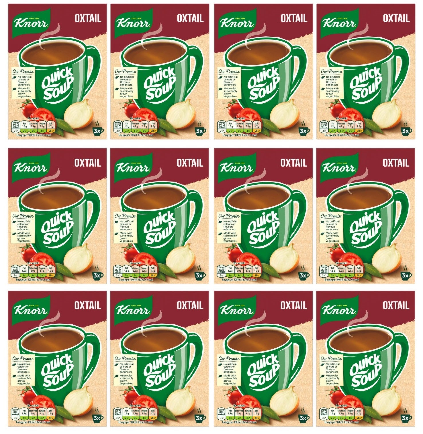 12 x Knorr Quick Soup Oxtail 3's 42G