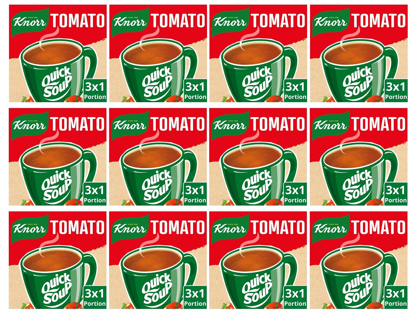 12 x Knorr  Dry Soup Mix Tomato 60 G 3 Servings