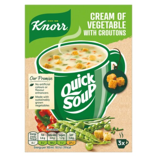 12 x Knorr Quick Soup Cream Of Vegetable With Croutons 3's 51G