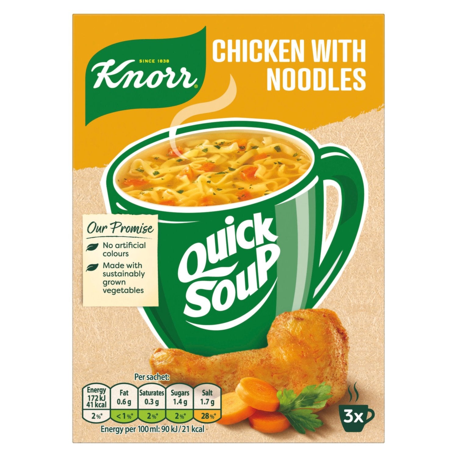 12 x Knorr  Dry Soup Mix Chicken With Noodles 36 G 3 Servings