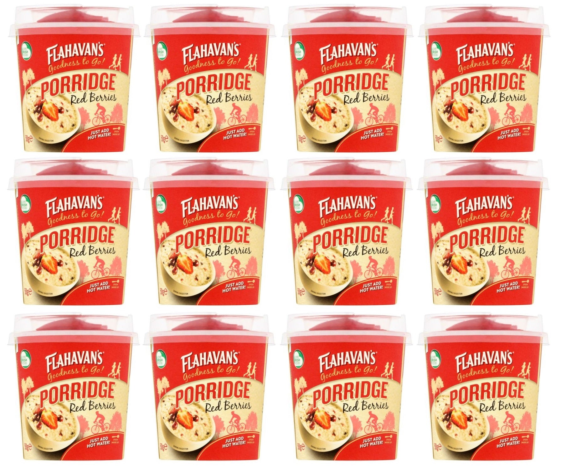 12 x Flahavan's Goodness To Go! Porridge Red Berries 50G