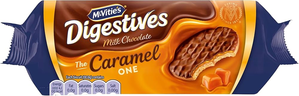 12 x Mcvitie's Digestives Milk Chocolate The Caramel One 250G