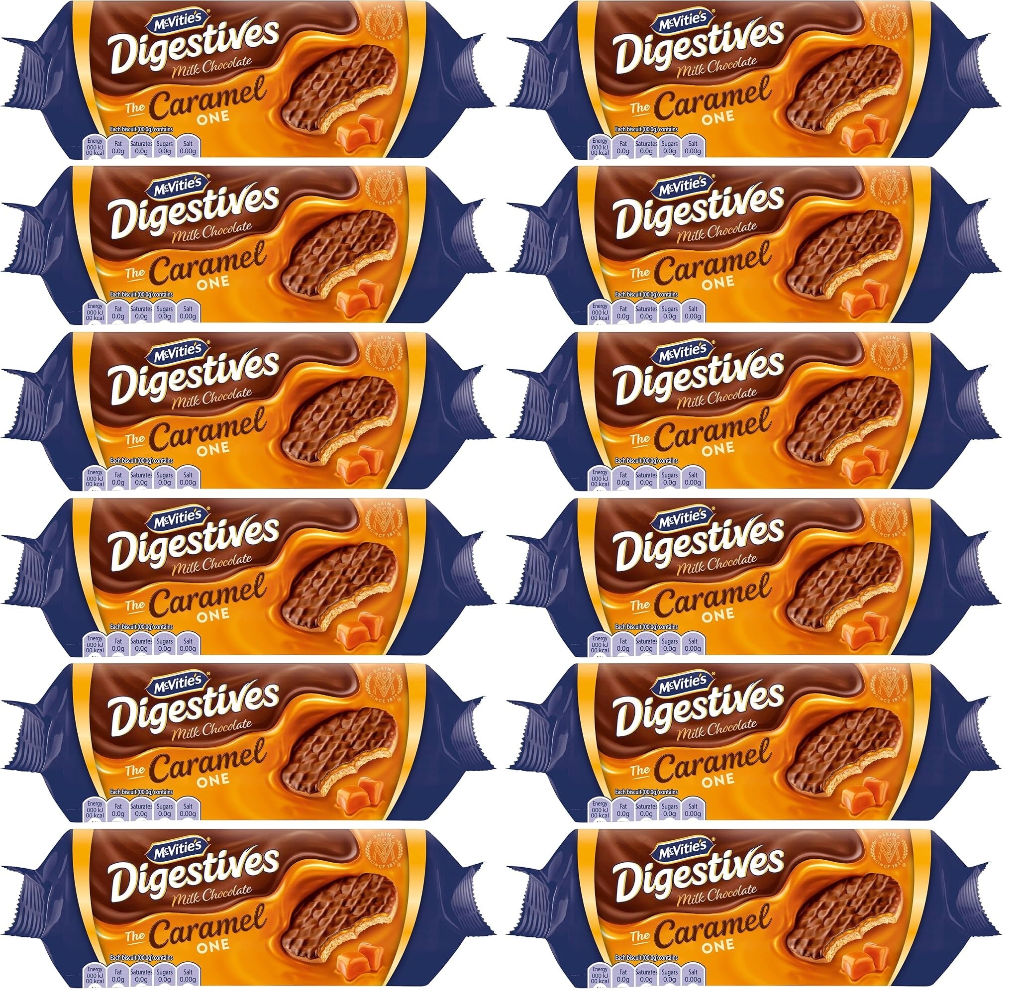 12 x Mcvitie's Digestives Milk Chocolate The Caramel One 250G