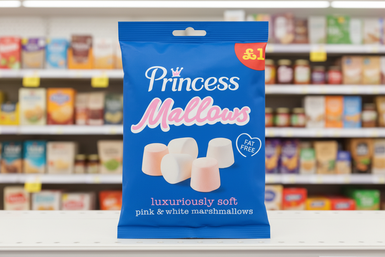 12 x Princess Mallows Pink & White Marshmallows 150G