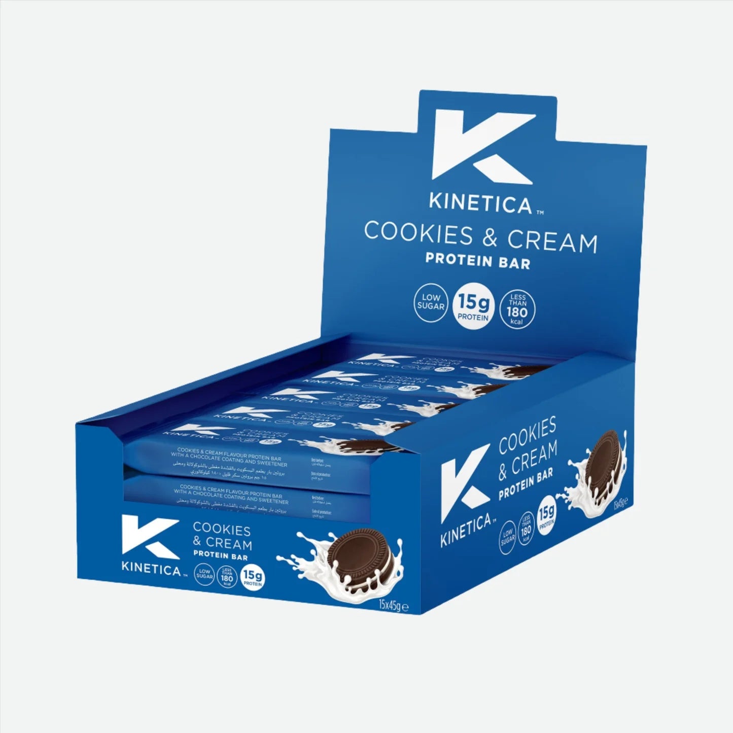 15 x Kinetica Cookies & Cream Protein Bar 45G