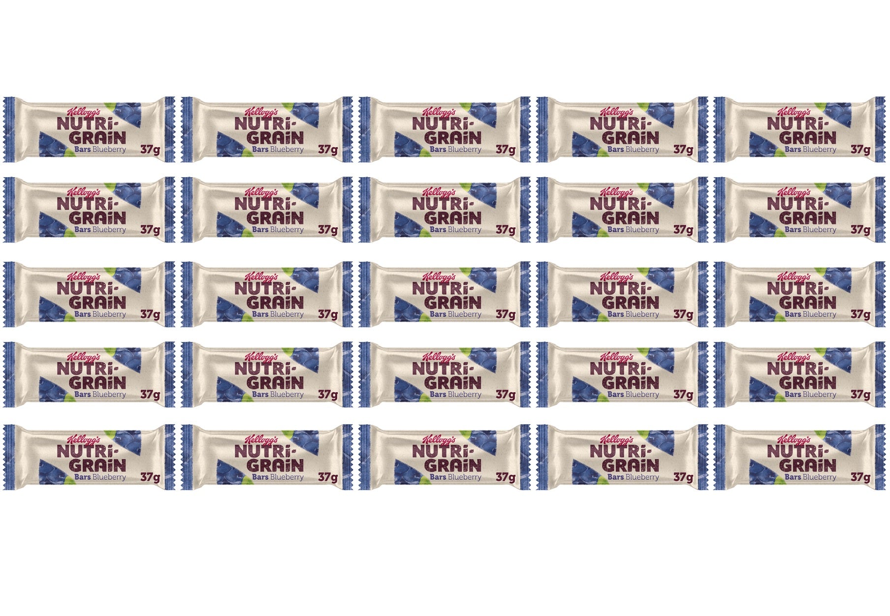 25 x Kellogg's Nutri-Grain Blueberry 37G
