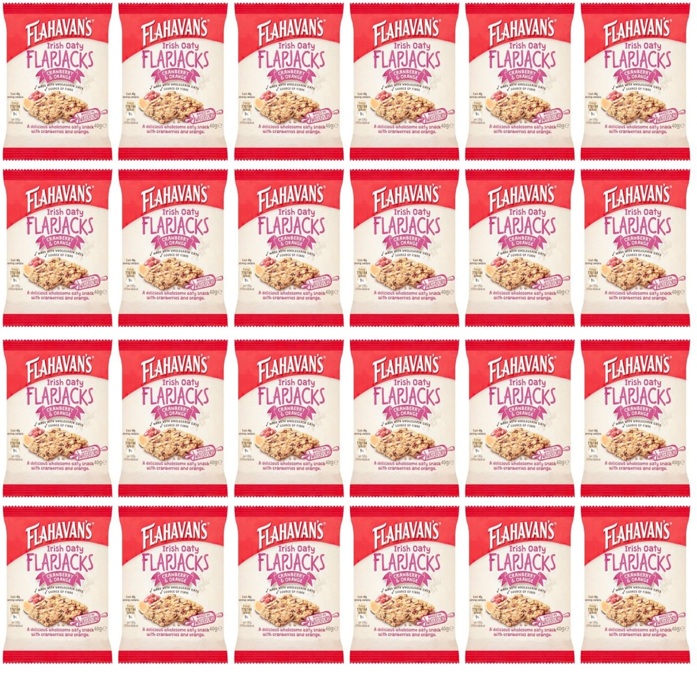 24 x Flahavan's Irish Oaty Flapjacks Cranberry & Orange 40G