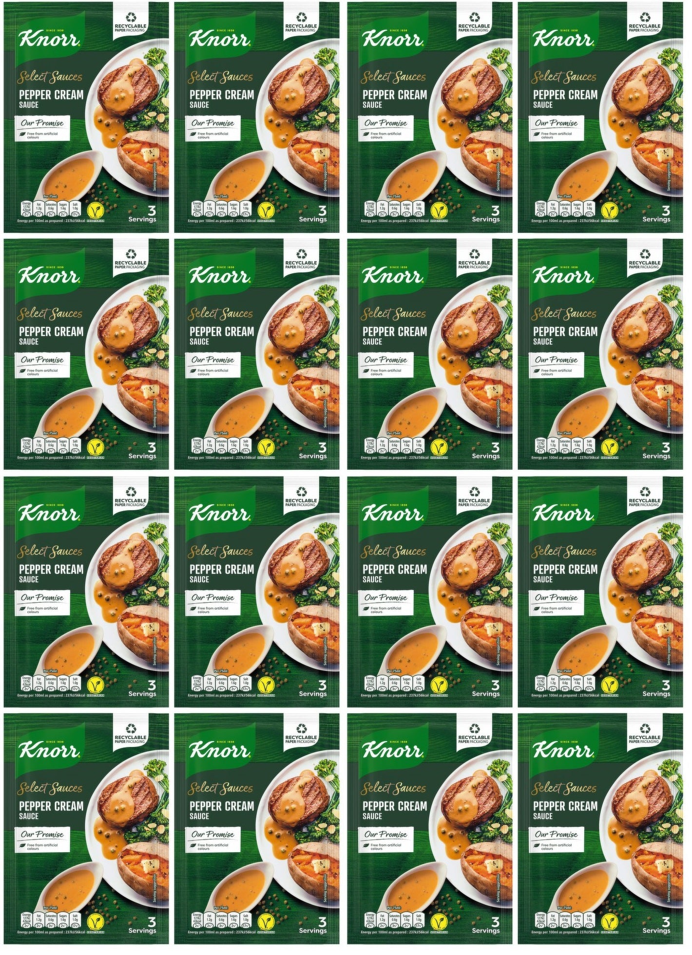 16 x Knorr Select Sauces Pepper Cream Sauce 38G