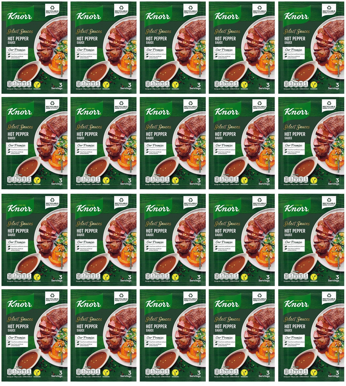 20 x Knorr Select Sauces Hot Pepper Sauce 27G