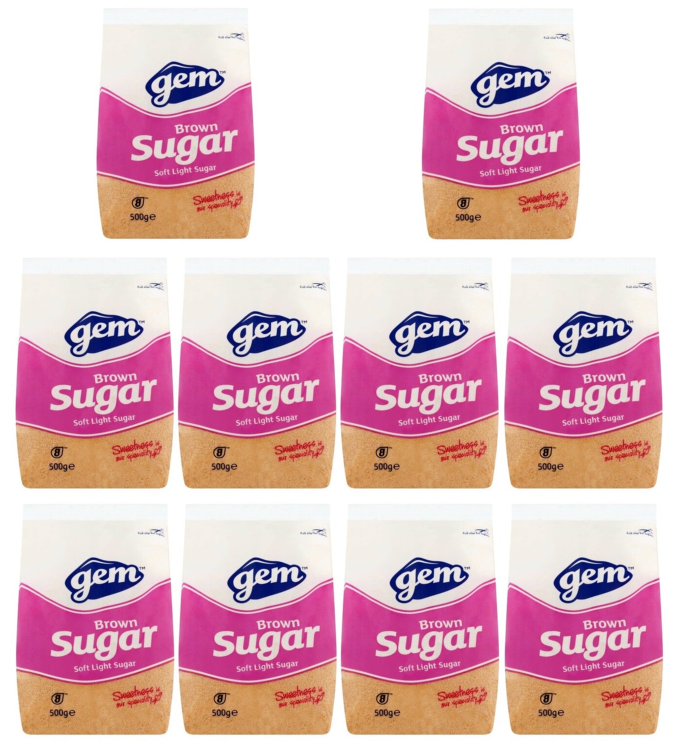 10 x Gem Brown Sugar Soft Light Sugar 500G