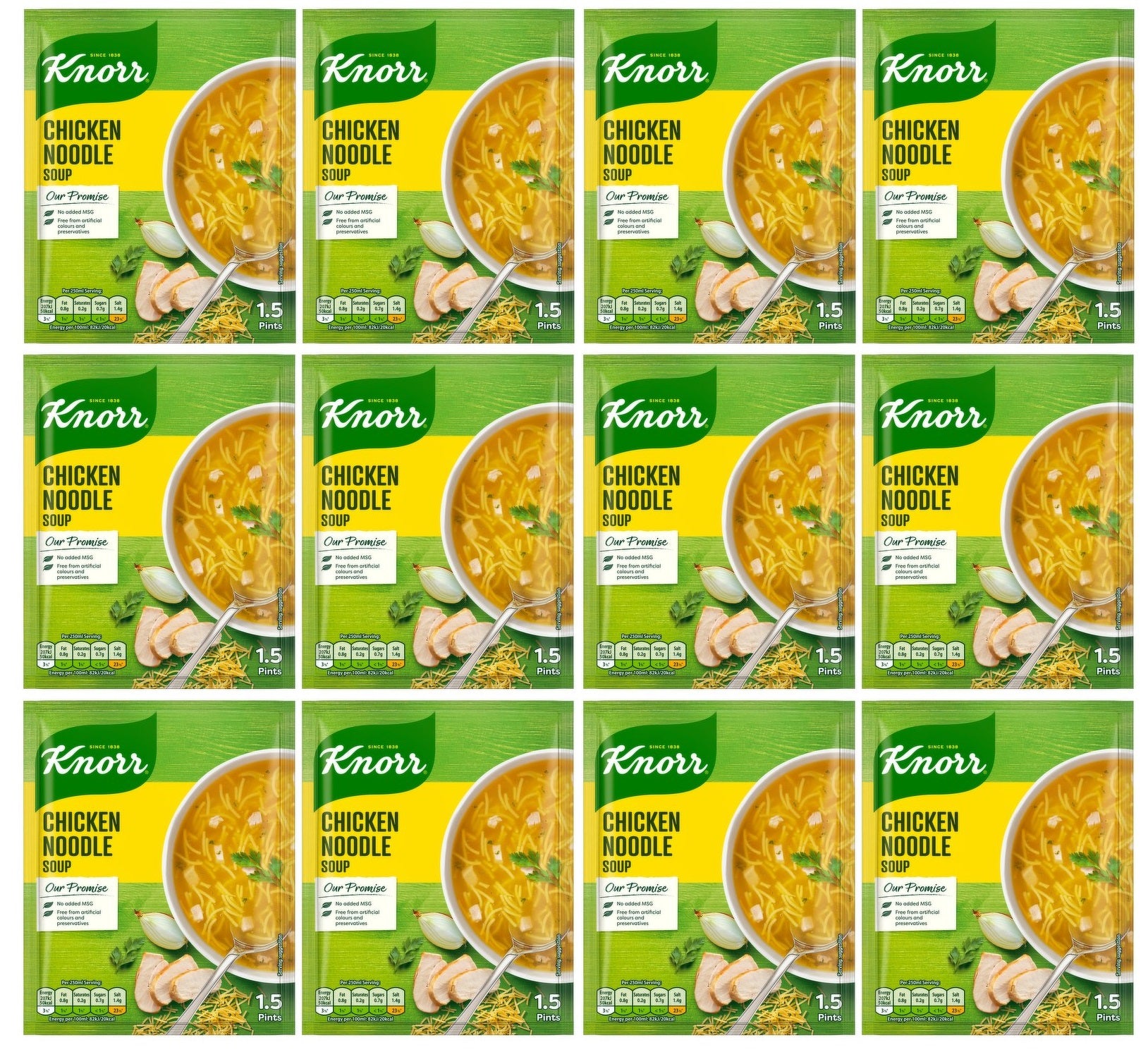 12 x Knorr Chicken Noodle Soup 1.5 Pints/48G