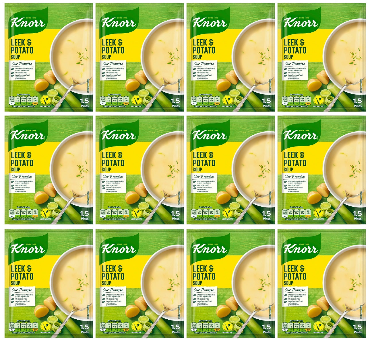 12 x Knorr Leek & Potato Soup 1.5 Pints/70G