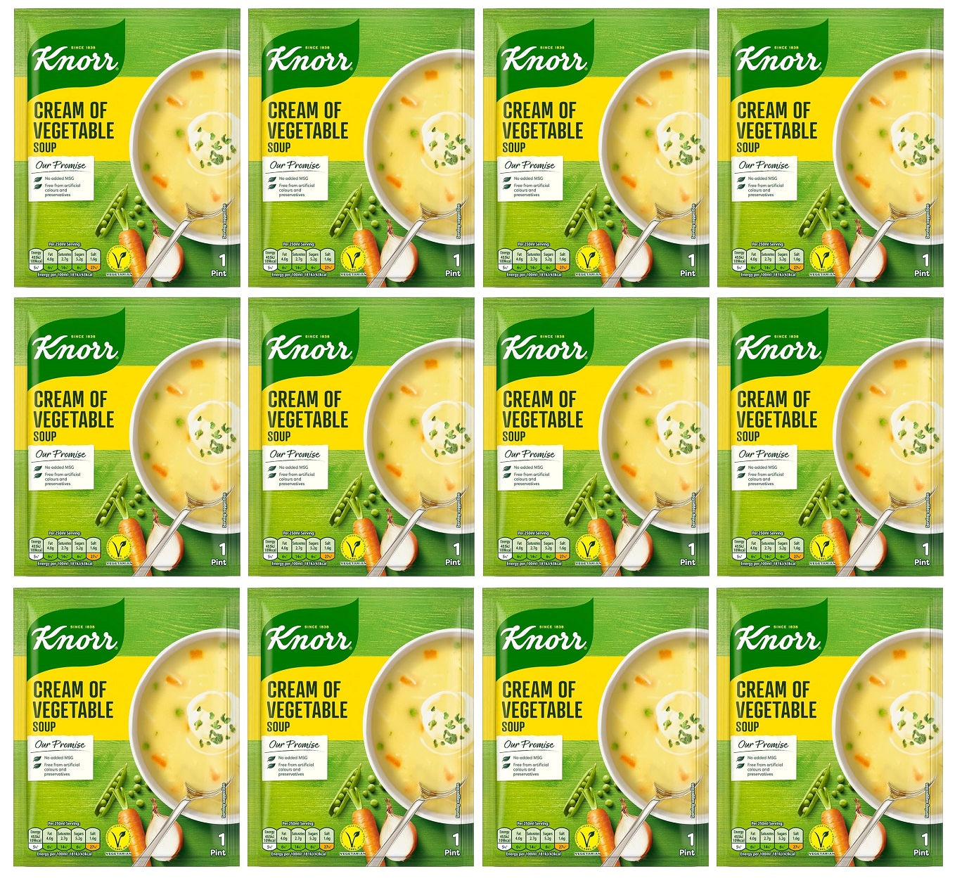 12 x Knorr Cream Of Vegetable Soup 1 Pint/44G