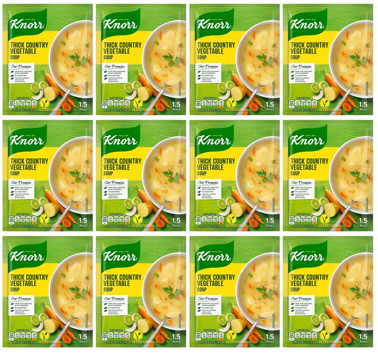 12 x Knorr Thick Country Vegetable Soup 1.5 Pints/65G