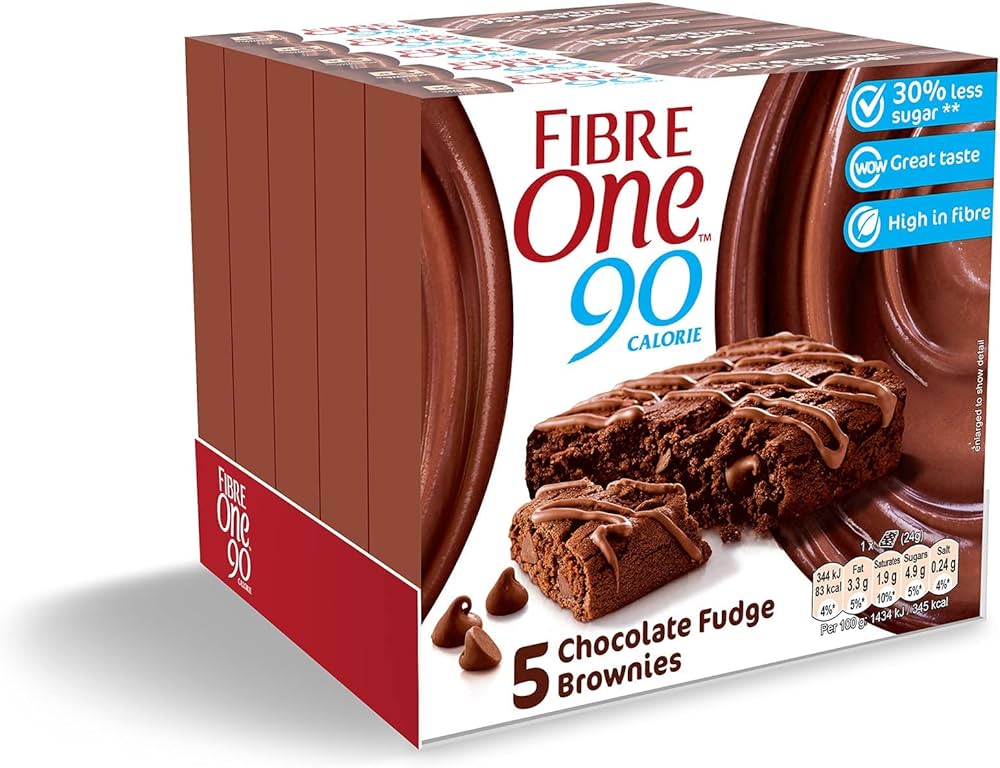 5 x Fibre One 90 Calorie Chocolate Fudge Brownies 5 X 24G