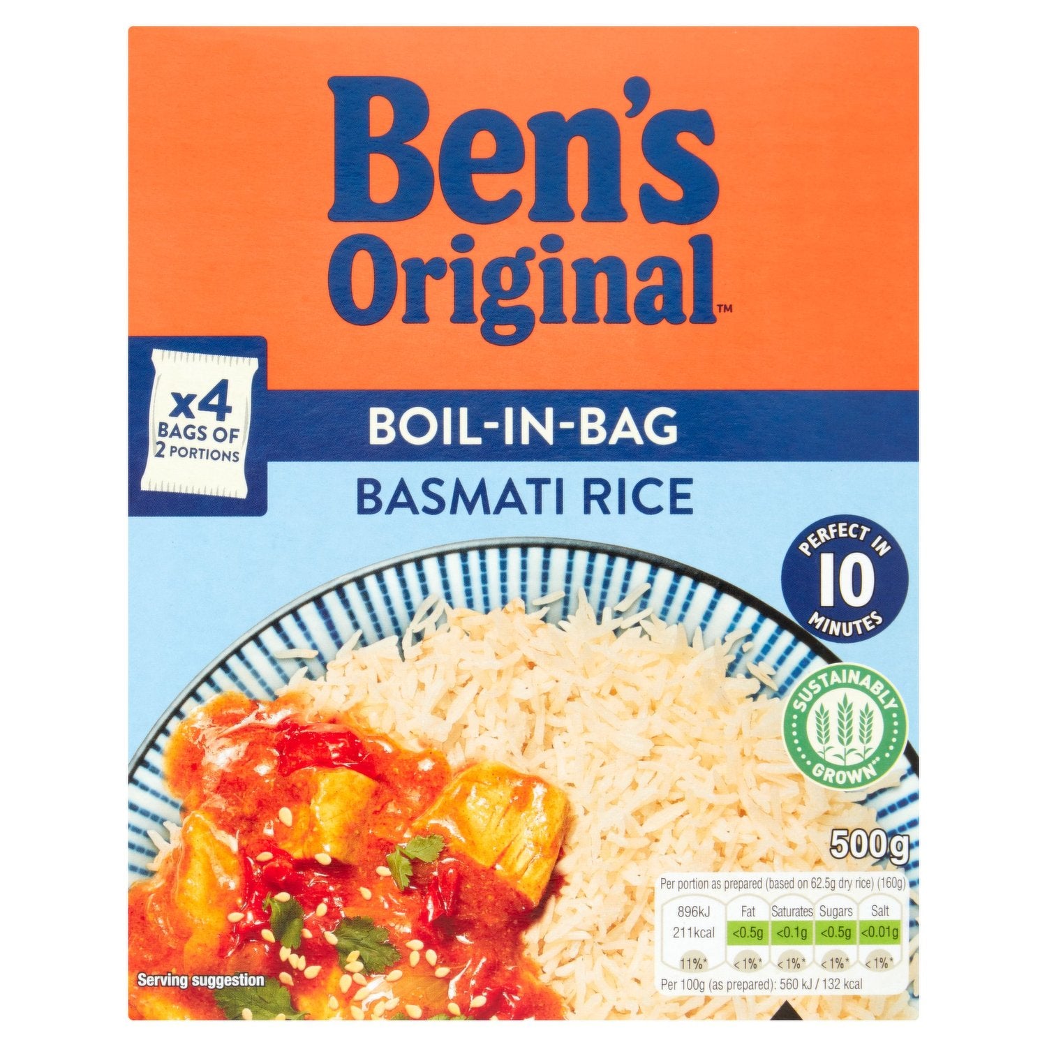 9 x Ben's Original Boil-In-Bag Basmati Rice 500G