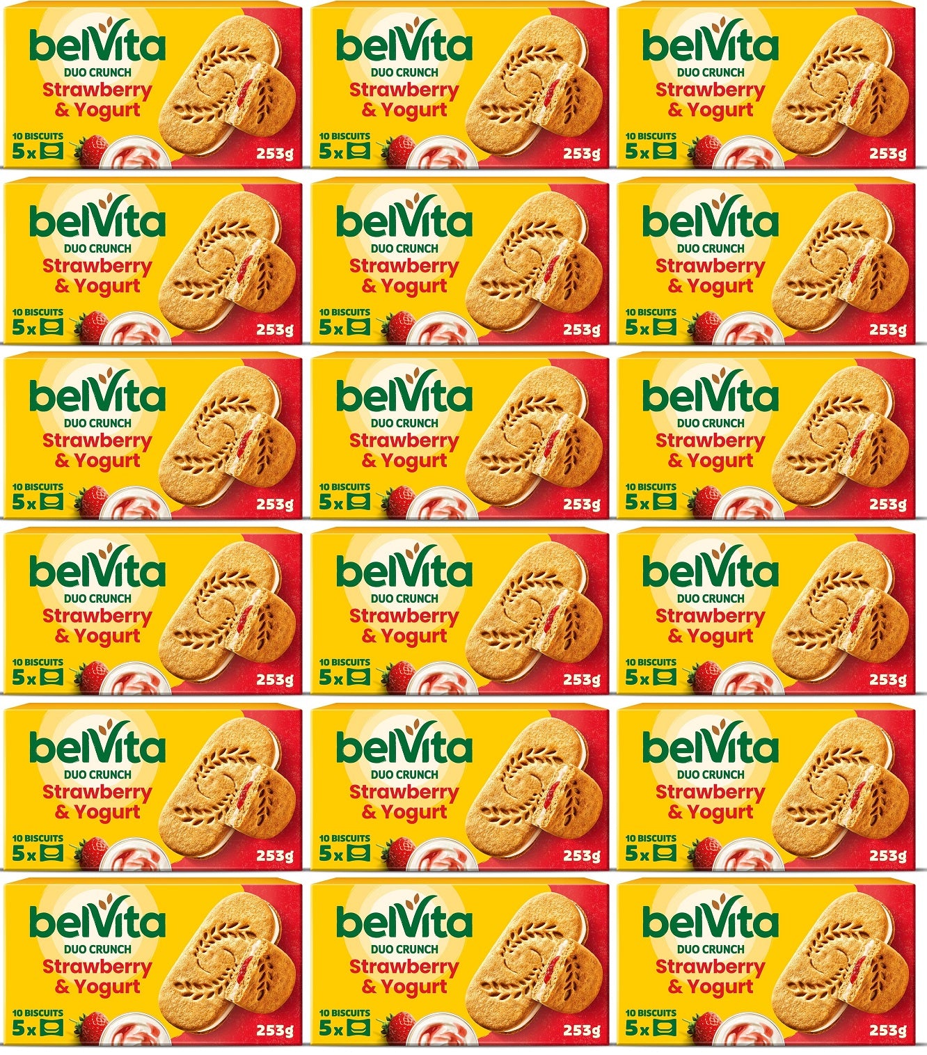 18 x Belvita Duo Crunch Strawberry & Yogurt 50.6G