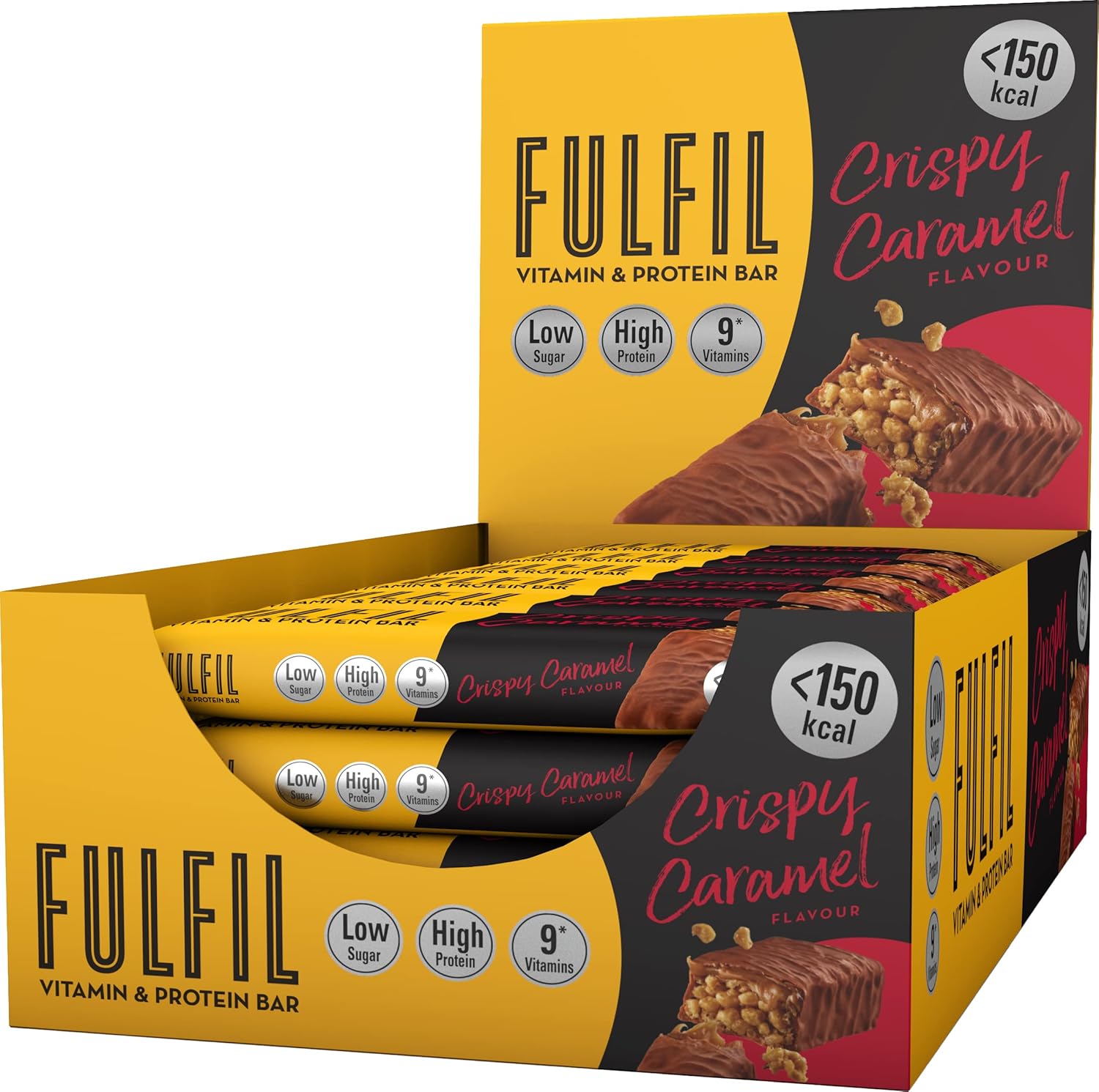 18 x Fulfil Vitamin & Protein Bar Crispy Caramel Flavour 37G