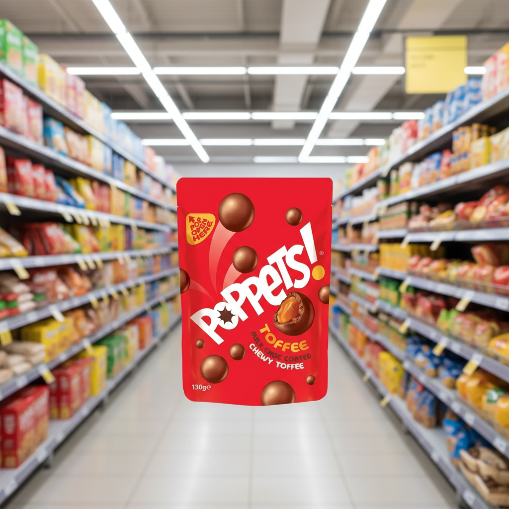 9 x Poppets Toffee Milk Choc Coated Chewy Toffee 130G