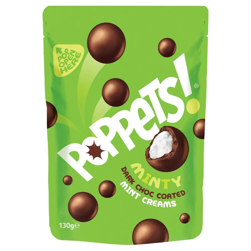 9 x Poppets Dark Choc Coated Mint Creams 130G