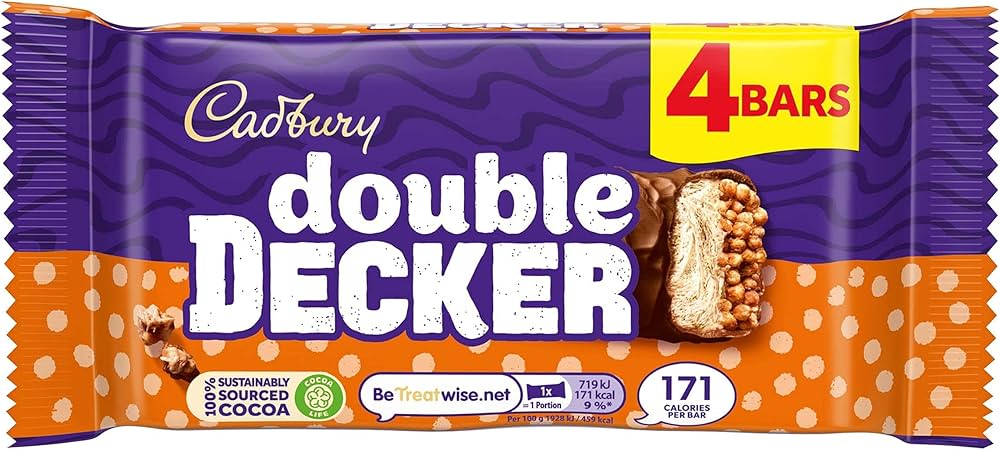 8 x Cadbury Double Decker Chocolate Bar 4 Pack 149.2G