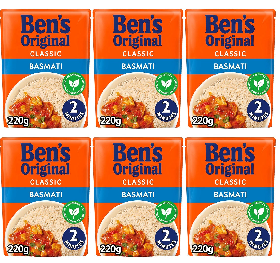 6 x Ben's Original Basmati Microwave Rice 220G