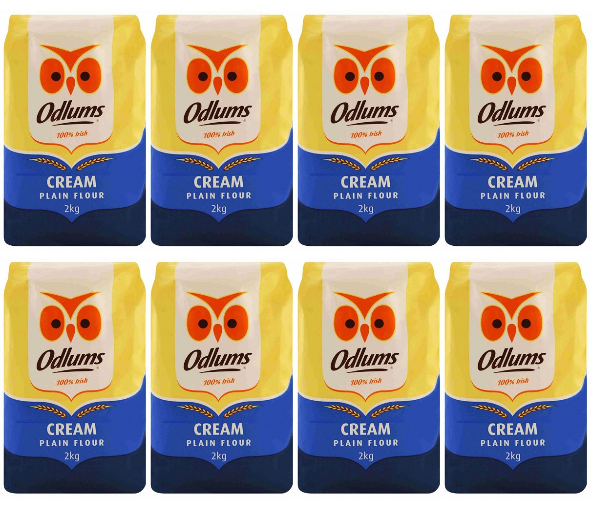 8 x Odlums Cream Plain Flour 2Kg