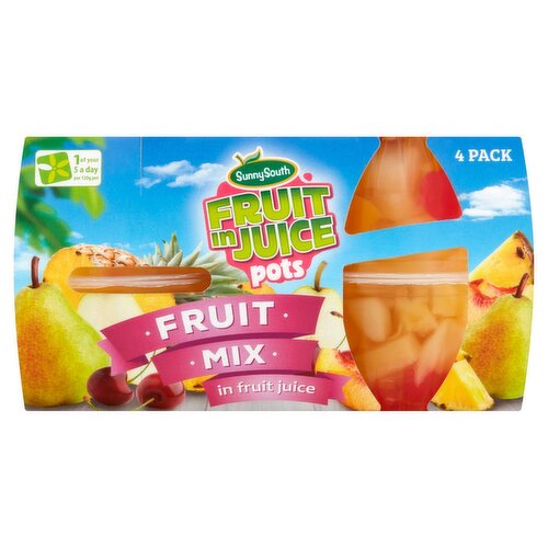 6 x Sunny South Fruit Pots - Fruit Mix In Fruit Juice