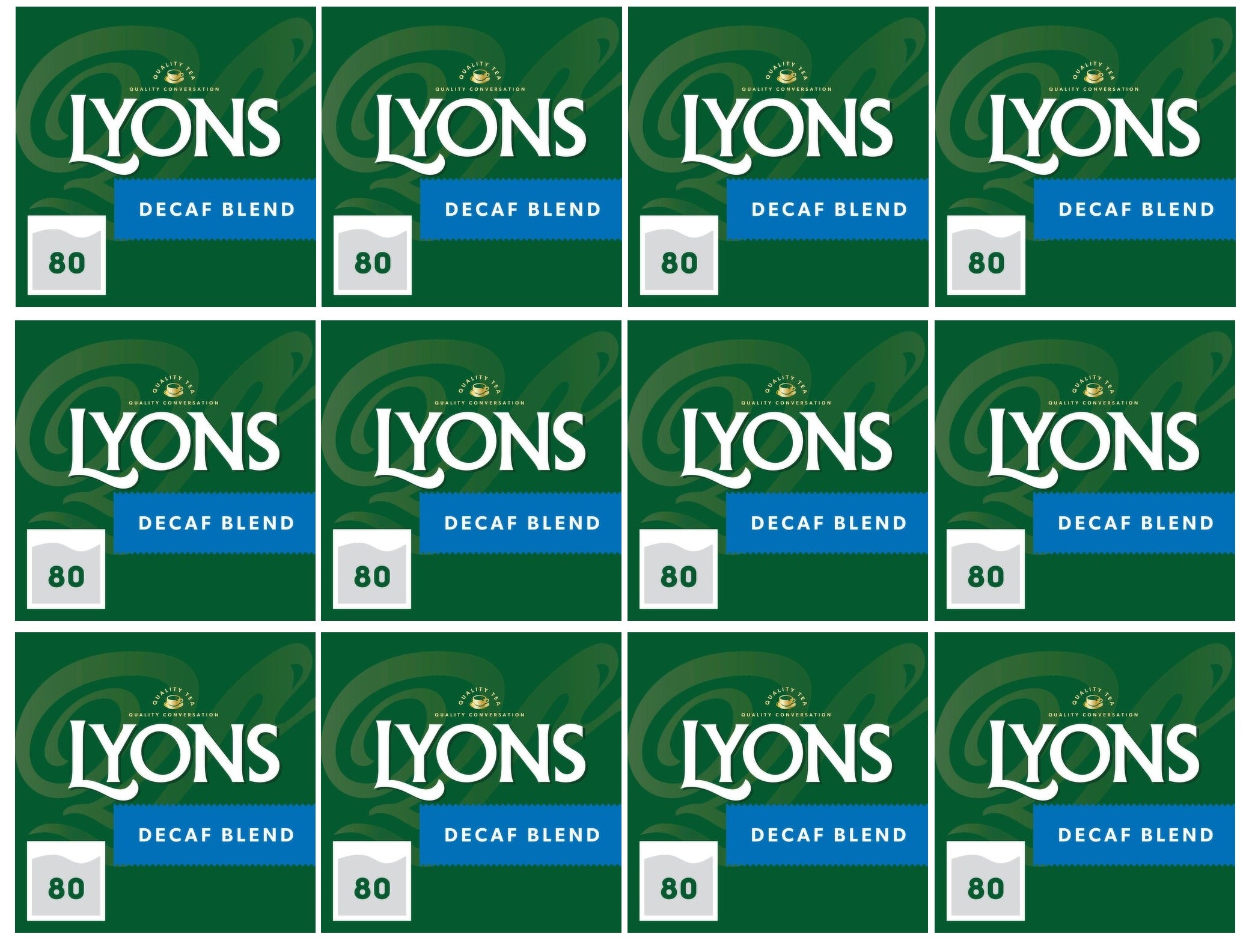 12 x Lyons 80 Decaf Blend Biodegradable Teabags 232G