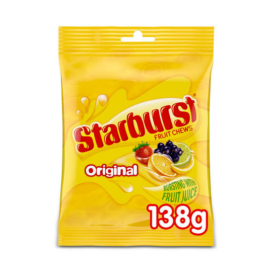 12 x Starburst Vegan Chewy Sweets Fruit Flavoured Pouch Bag 138G