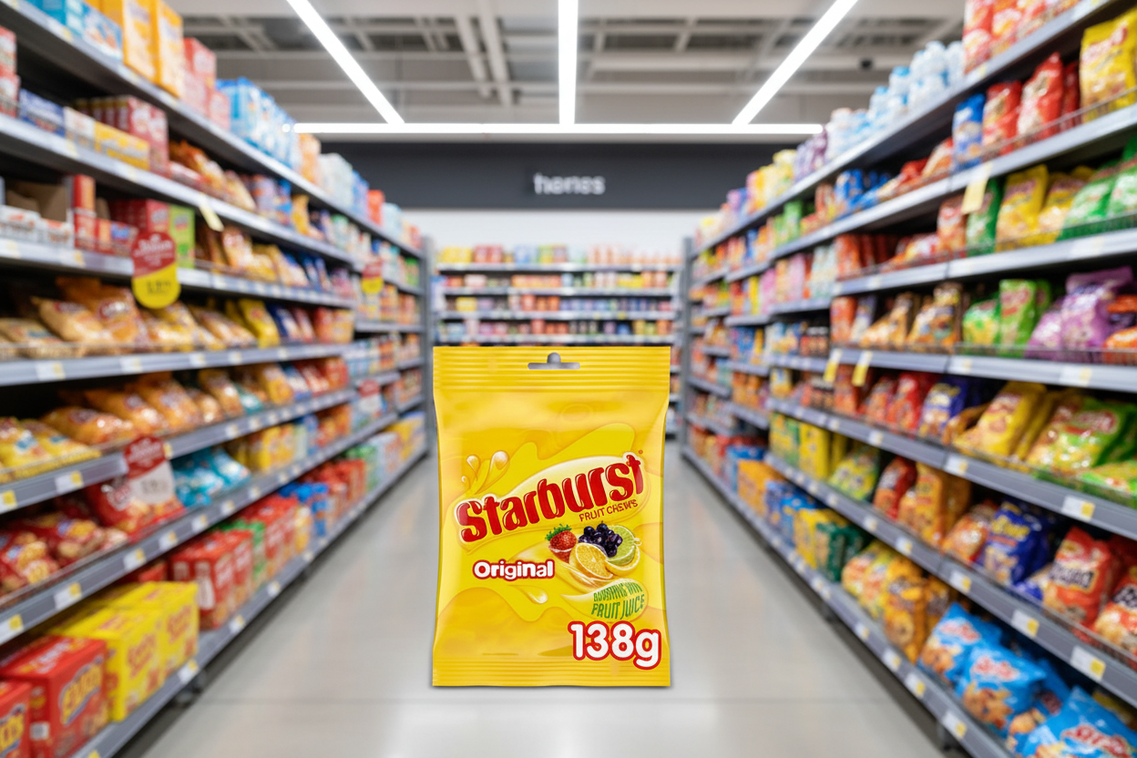 12 x Starburst Vegan Chewy Sweets Fruit Flavoured Pouch Bag 138G