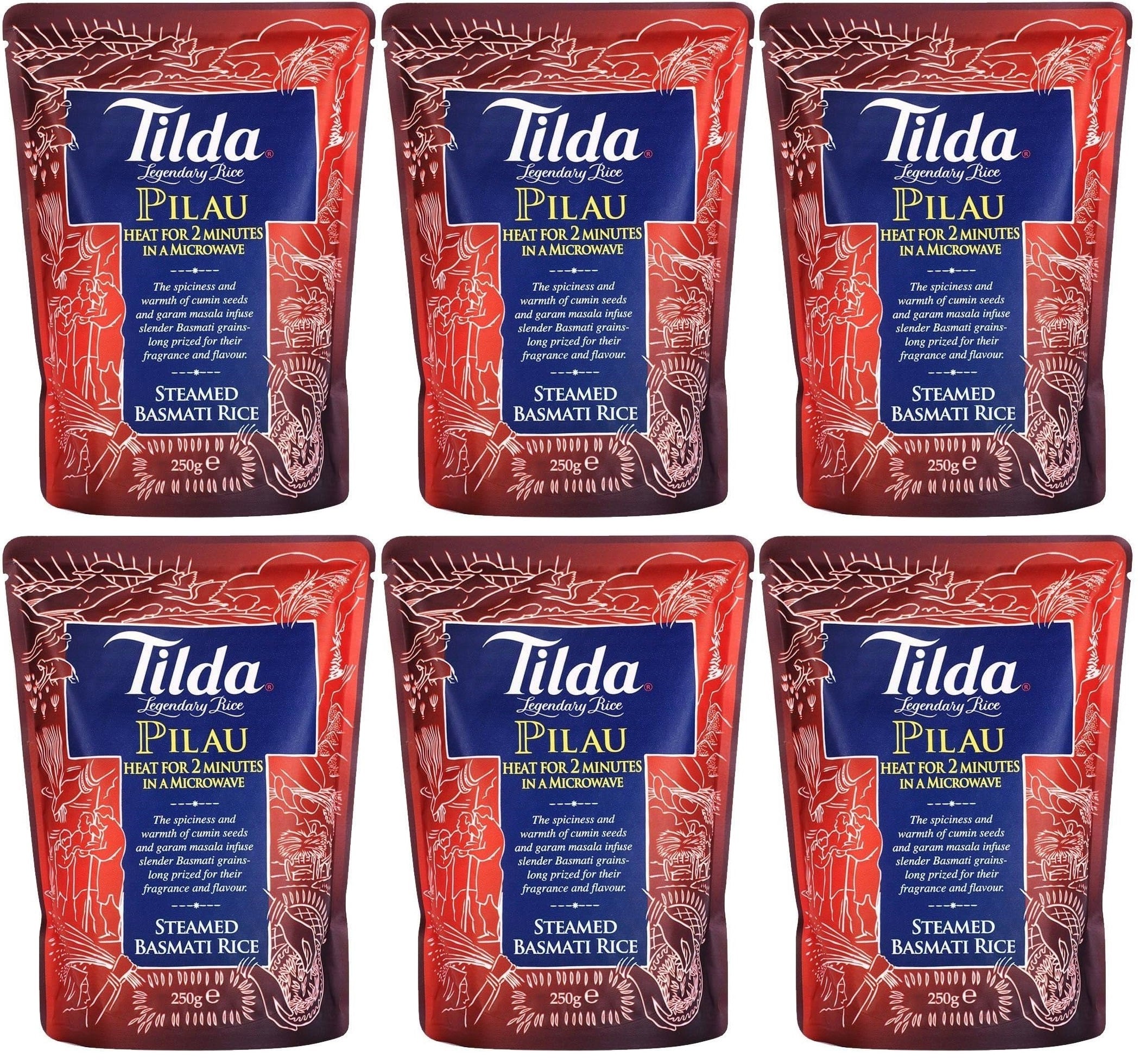 6 x Tilda Microwave Pilau Basmati Rice 250G