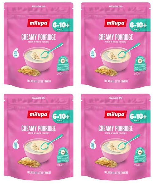 4 x Milupa Creamy Porridge 6-10+ Months 200G