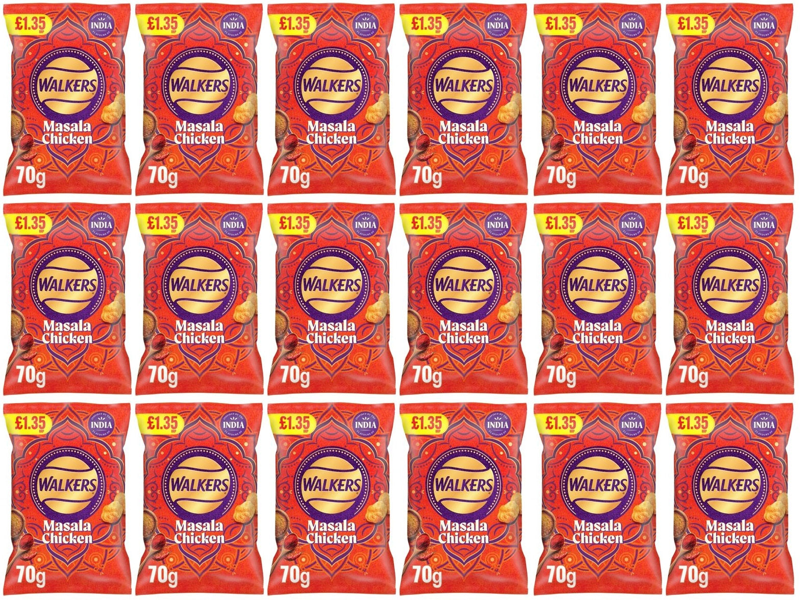 18 x Walkers Masala Chicken - 70GM
