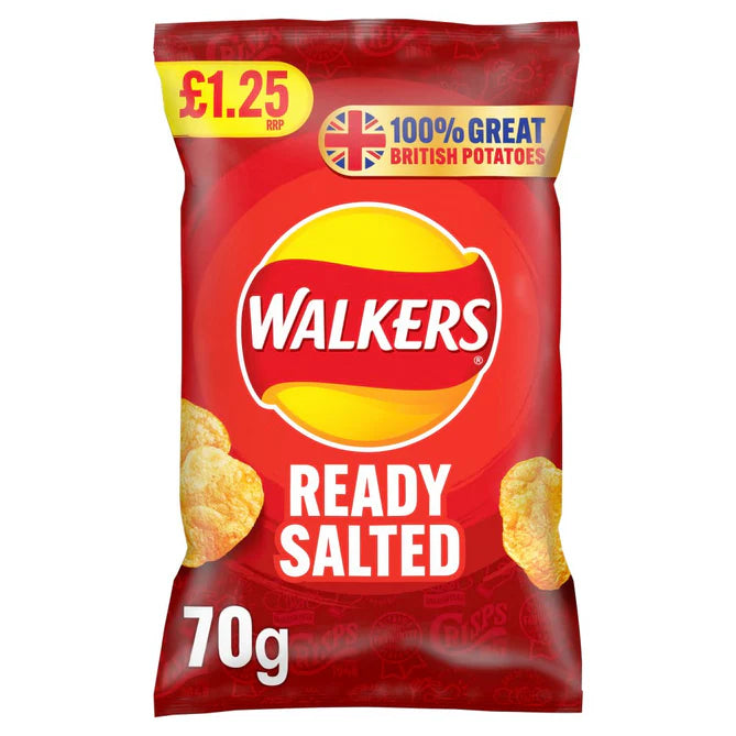 18 x Walkers Ready Salted - 70GM