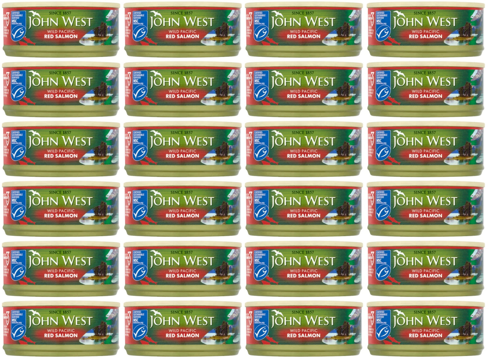24 x John West Wild Pacific Red Salmon 105G